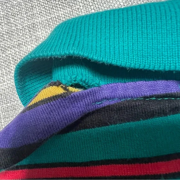 Gymboree Rainbow Tag Vintage 90s Rugby‎ Polo Stripes Teal Long Sleeve Boys - Picture 5 of 10